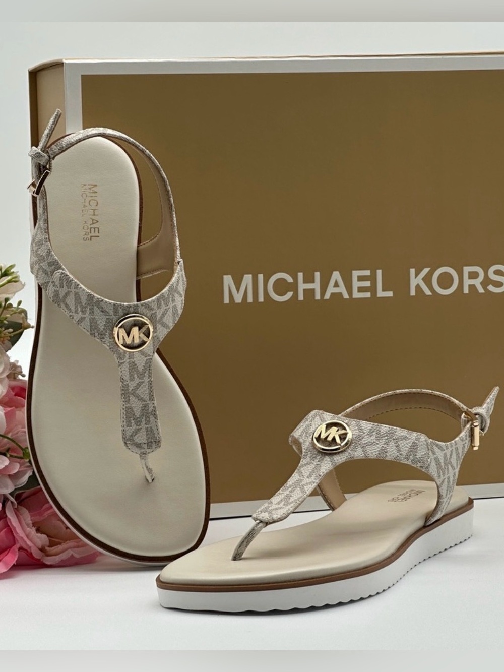 Michael Kors Vanilla Thong Sandals NIB
